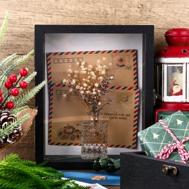 2 Pack 8x10 Shadow Box Frame, Deep Shadow Boxes Display Case, Large Keepsake Box with Unique Beads Door and Plexiglass Window Wood Memory Box for Wedding, Pictures, Medals, Memorabilia (Black, 8*10)