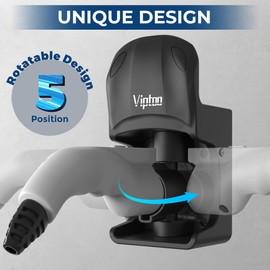 VIPTOO EV Charger Wall Mount Holder, J1772 Charger Cable Organizer with 5-Level 0°–180° Adjustable Rotation for All EV Chargers, Unique Sports Car Design