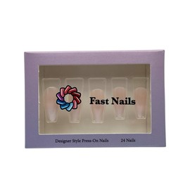 Fast Nails Press On Nails- 24 Pieces Nude Pink Ombre Medium Almond Shape Natural Gradient Reusable Nail Kit with Adhesive Tabs