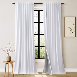 Joywell White Blackout Curtains 84 inch Length 2 Panels Set Room Darkening Curtains for Bedroom Back Tab Window Treatments Thermal Insulated Living Room Neutral Solid Drapes 7ft 52x84 inch