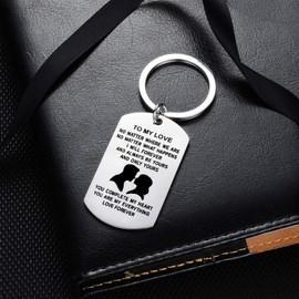 Wife Husband Best Friend Keychain To My Soulmate Love Valentines Day Anniversary Day Gifts Christmas Gift For Lover (To My Love - No Matter Where Style 02)