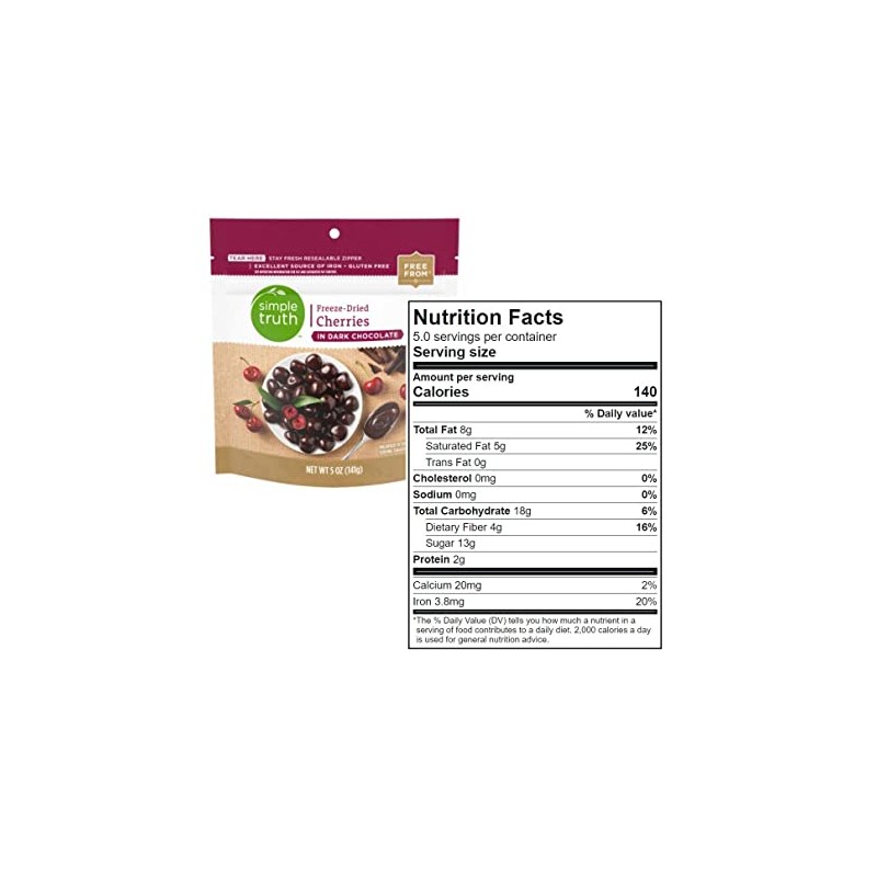 Simple Truth Freeze-Dried Cherries in Dark Chocolate, 5 oz (Pack