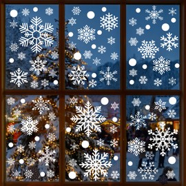 520pcs Christmas Window Clings Christmas Snowflakes Window Stickers 8sheets Christmas Window Decals Decorations, Christmas Snowflakes Clings Decoration Set for Kids Home Party Supplies