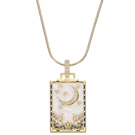 QUARKZMAN Tarot Charm, 22 x 15 mm Titanium Steel Square Enamel Tarot Card Pendant, Rectangle Charm for Birthdays, Christmas Anniversaries, Gold, Alloy Steel, No Gemstone