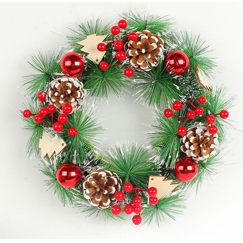 Christmas Wreath Hand Made Simulation Pine Cone Wreath Christmas Gift