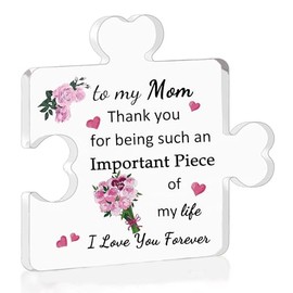 Acrylic Puzzle Plaque Mom Mother's Gifts Mummy Birthday Gift Women Desk Sign Decoration Mum Christmas Thanksgiving Present Mommy Thank You for Being Such An Important Piece of My Life