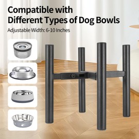 PROERR Lifted Dog Bowl Stand - Without Bowls, Single Raise Pet Food Table Adjustable Wide 6-10", Tall 8 10 12" - Bowl Stand Size Optional, Dog Bowl Holder Elevated for Small Medium Large Dog Breed