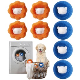 Tierhaarentferner Waschmaschine, 8 Pieces Wiederverwendbar Fusselentferner, Haarfänger Waschmaschine, Waschbälle Gegen Tierhaare, Fusselfänger für Kleidung und Bettzeug (Mehrfarbig)