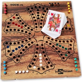 TOC 6 BOARD GAME - TOCK in colour. From 2 to 6 players from 7 yo, family strategy board game in eco-friendly solid wood - CE standards. Brand : le Délirant®, easy to store with reclosable board.
