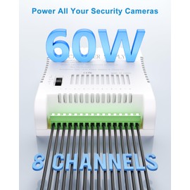 ALITOVE CCTV Power Supply 8 Channel Security Camera Power Distribution Box DC 12 Volt 5A 60W Voltage Adjustable 12V 13.5V 15V AC Adapter 100-240V 50-60Hz for DVR NVR Camera, LED Strip Light