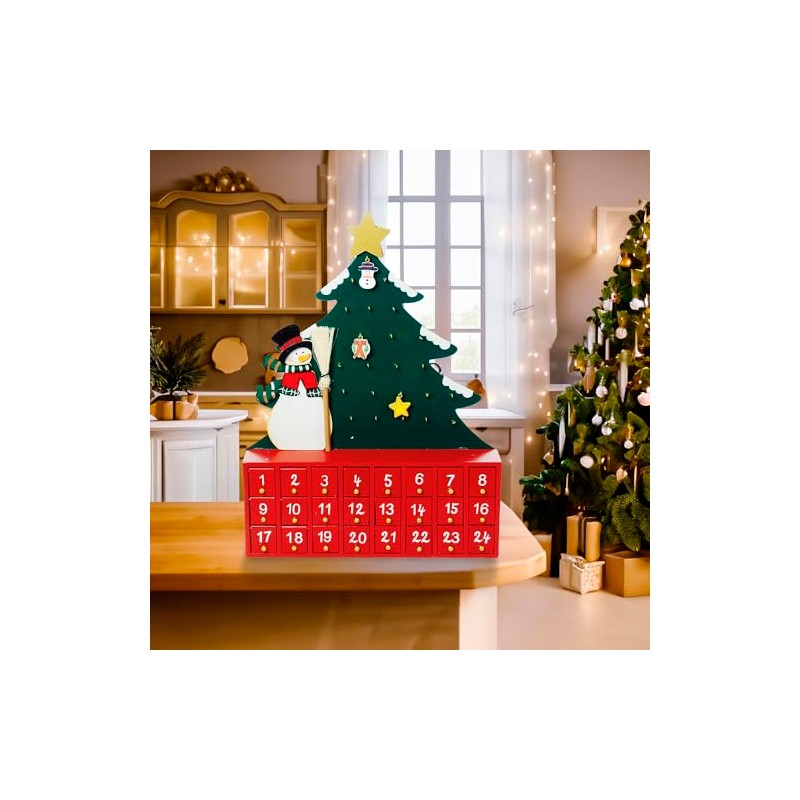 Kurt S. Adler Wooden Snowman with Tree Advent Calendar