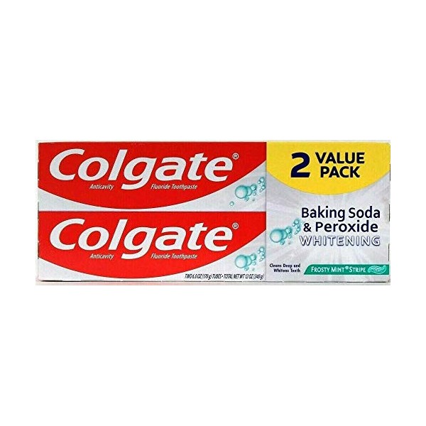 Colgate Colgate baking soda and peroxide whitening toothpaste, frosty mint - 6 ounce (twin pack), 12 Fl Oz