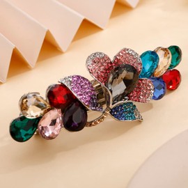 Aimimier Bridal Crystal Inlaid Floral Hair Clasp Dainty Rhinestone Hair Pins Headpieces Wedding Hair Accessories for Women(Colorful)