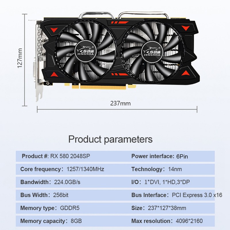 Graphics Card Dual Fan DP HD Multimedia Interface DVI Output