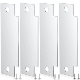 Zonon Door Strike Plate Filler with Screws Carbon Steel Strike Filler Plate T Blank 4-7/8 x 1-1/4 Inch Security Mounting Metal with Hole for Exterior Interior Latch Hardware Replacement (Silver,4 Pcs)