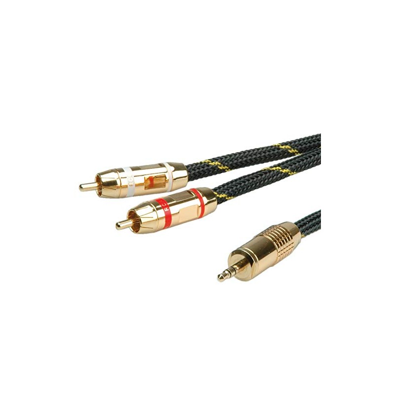 ROLINE GOLD Audio-Verbindungskabel 3,5mm Stereo - 2x Cinch, ST/ST, 2,5