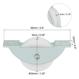 PATIKIL 34mm Sliding Door Nylon Pulley, 6 Pcs Furniture Roller Wheels 5mm Hole Distance for Screen Door Wardrobe Cupboard Closet, Silver