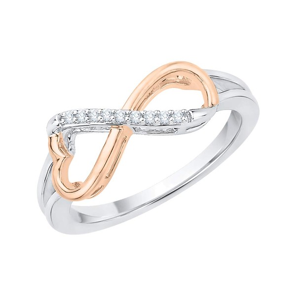 KATARINA Heart Shaped Infinity Diamond Ring in Sterling Silver Two