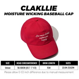 Clakllie Baseball Cap for Men Women Adjustable Dad Hat Moisture Wicking Cotton Hat Low Profile Golf Trucker Cap for Casual,BSAC2520-Red