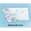 Montana Ski Resorts Map 11x14 Print (White & Light Blue)