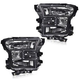 PIT66 Headlights Assembly Compatible with 2015 2016 2017 Ford F150 Replacement Front Headlamps Left & Right Pair Clear Lens Black Housing Clear Reflector