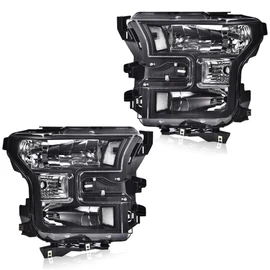 PIT66 Headlights Assembly Compatible with 2015 2016 2017 Ford F150 Replacement Front Headlamps Left & Right Pair Clear Lens Black Housing Clear Reflector