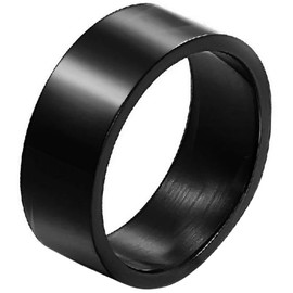 JewelryWe Black Stainless Steel Mens Ladies Engagement Ring Couples Promise Wedding Band (8mm, Size P)