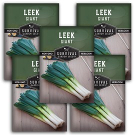 Giant Leek Seed for Planting - 5 Packets with Instructions to Plant and Grow Enormous Leeks in Your Home Vegetable Garden - Non-GMO Heirloom Variety - Survival Garden Seeds