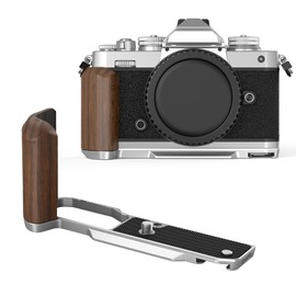 SMALLRIG Z fc Wooden Handgrip, L-Shape Grip Holder for Nikon Z fc Camera, Retro-Style Side Handle with 1/4"-20 Threaded Hole, Cold Shoe, Quick Release Plate for Arca (Sliver) - 4803
