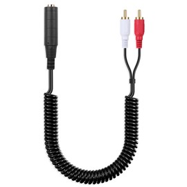 JSADZKJ 1/4 Inch TRS to 2 RCA Audio Cable 6.35mm Female Jack to Dual RCA Male Y Splitter Cable Gold Plated Plug Coiled 6.35mm 1/4 inch to 2RCA Stereo Audio Cable for Mixer Speaker 35cm/14in