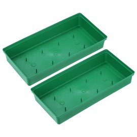 M METERXITY 2-Pack Floral Centerpiece Trays, 9.65 Inch Plastic Bowl Flower Arrangement Base for Table/Party/Wedding Decor, Rectangular Flower Foam Holder Box [Green]