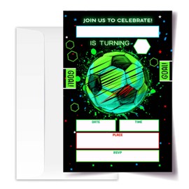 ANYEMW 4x6 Soccer Birthday Invitations, Soccer Birthday Party, Sports Party Decorations, Birthday Party Invitations For Boys Girls, Kids Birthday Invitations. (sport(32)