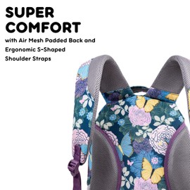 J World New York Cornelia School Backpack for Kids. Cute Womens Laptop Bookbag, Secret Garden, 18 X 12.5 X 8 (H X W X D)