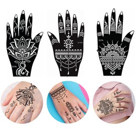 XMASIR Temporary Tattoo Temporary Temporary Template Set, Indian Arabic Hands Henna Tattoo Temple for Women Finger Body 14 Sheets