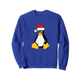 Linux Mascot Tux the Penguin Santa Hat Nerd Geek Christmas Sweatshirt
