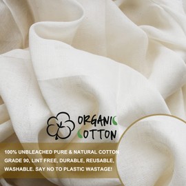 Nut Milk Bags for Sifting, Reusable (2-Pack), Organic Cheesecloth, Nut Milk Bag Strainer, 100% Unbleached, Natural Pure Cotton, Nut Bag Strainer for Sieving 12"x12"