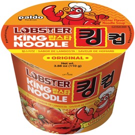 Paldo Fun & Yum Lobster Instant Big Cup Noodles with Soup, Lobster Seafood Flavor Based Broth, Best Oriental Style, Original Korean King Cup Ramyun, 팔도 랍스타맛 킹 컵 110g (3.88 oz) x 16 Pack
