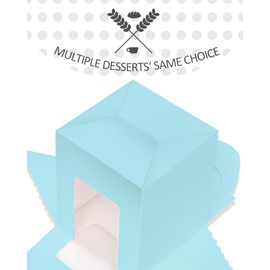 Gcardist Light Blue Cupcake Boxes Individual Cupcake Holders Disposable 25pcs Single Cupcake Boxes with Window 9.4x9.4x11.7cm Cupcake Containers (3.7 * 3.7 * 4.5 inch)