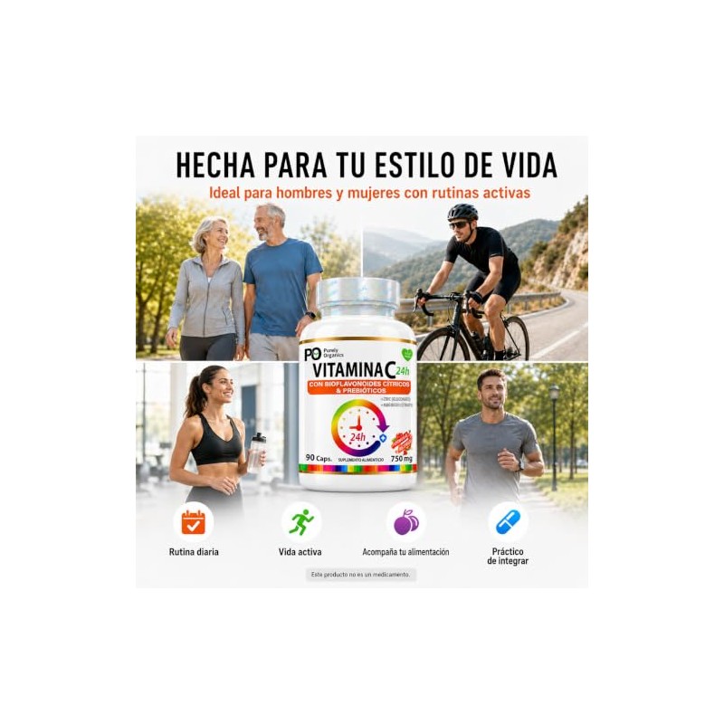 Vitamina C 24h con Bioflavonoides y Prebióticos |Combo duo| Con