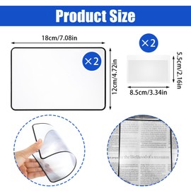 Kifmurase 4Pcs Page Magnifying Sheet 3X Lightweight Optical Plastic Glass, Reading Magnifier with Handy Card Size Magnifier Lenses, Fresnel Lens for Seniors Reading Maps Books Bible Magazines