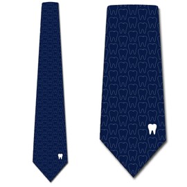 Three Rooker Simple Teeth Ties Navy Mens Dentist Necktie Occupation Gift Tie