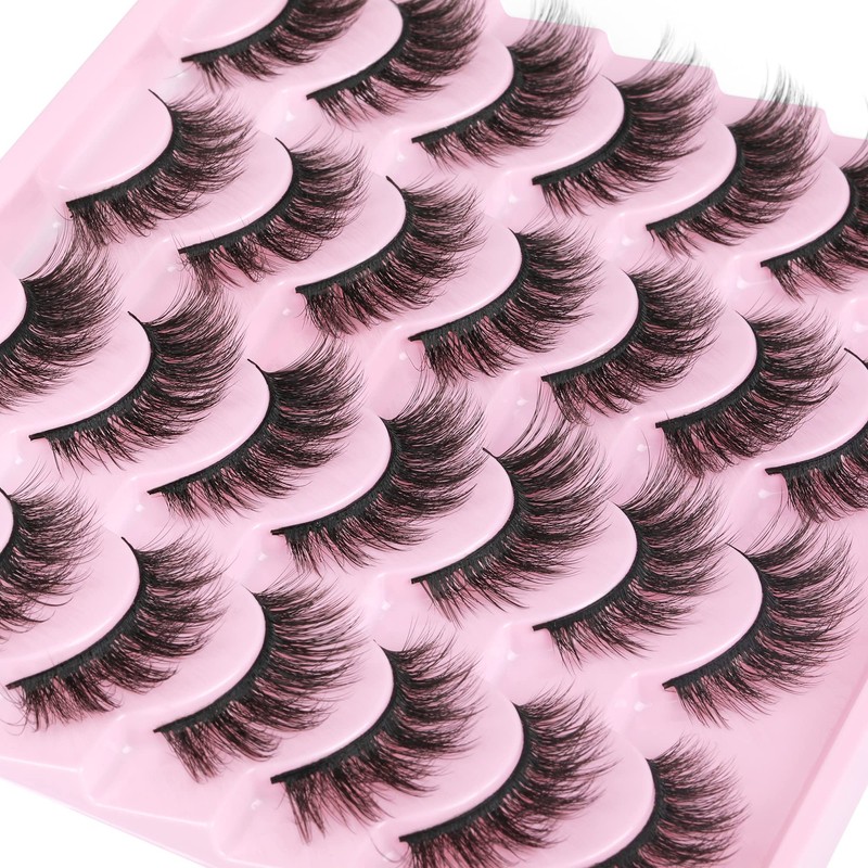 14 Pairs False Eyelashes Natural Mink Lashes Fluffy Wispy Cat