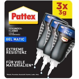 Pattex Super Glue Ultra Matic Gel (3 Pack x 3 g), Extra Strong Super Glue Gel for Quick, Flexible Instant Repairs, Waterproof Glue for Most Materials*