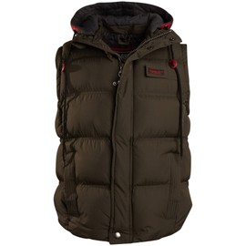 J. Whistler Men’s Puffer Vest Water-Resistant Removable With Fleece Hood, Down Vest for Men Classic Solid or Two-Tone Design
