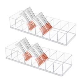 Klmnop 2 Pack Water Drink Packet Holder, Clear Plastic Drink Packet Organizer with 8 Compartments, Water Flavor Packet Organizer for Kitchen, Office(Clear)