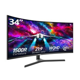 Gawfolk 34 Inch Ultrawide Curved Gaming Monitor, 1500R PC Screen 165hz UWQHD 3440x1440, Curved Computer Screen with FreeSync,Multi-Directional Adjustable Base gaming monitor pc gaming keyboard mouse:_30inch QHD 100Hz