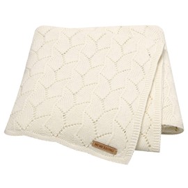 LAWKUL Cellular Blanket Baby 100% Cotton Knitted Soft Knit Crochet Blankets for Newborn Boy Girls Toddler 100x80cm White