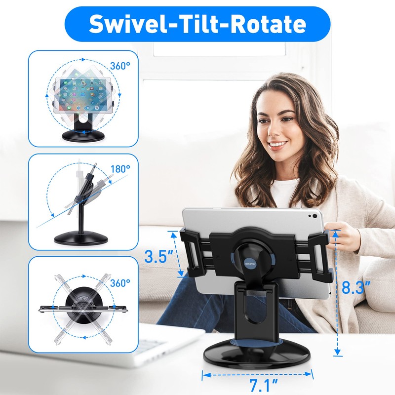 AboveTEK Retail Kiosk Tablet Stand, 360° Rotating Commercial Stand for