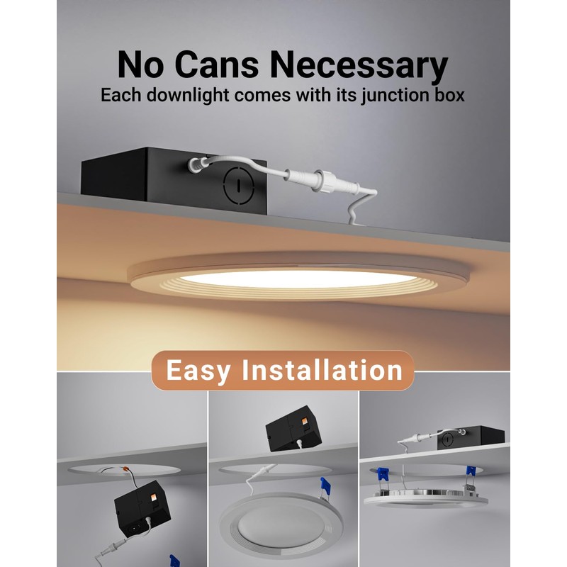 Sunco 6 Pack 6 Inch LED Recessed Light with Night