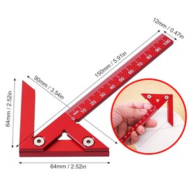 Hayaww Measuring Tool Carpenter's Ruler Centre Finder Centre Gauge Line Ruler Made of Aluminium Alloy Centre Finder Line Ruler 45° 90° Angle Line Measuring Device Carpenter's Ruler (A)